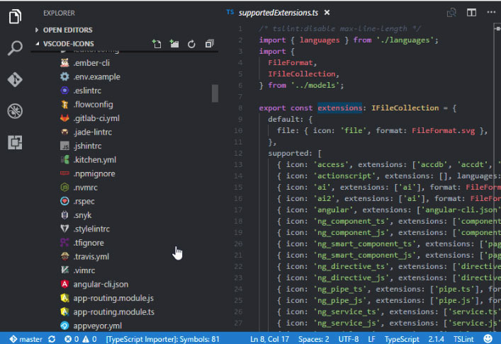 VS Icon Eklentisi Özellikleri
