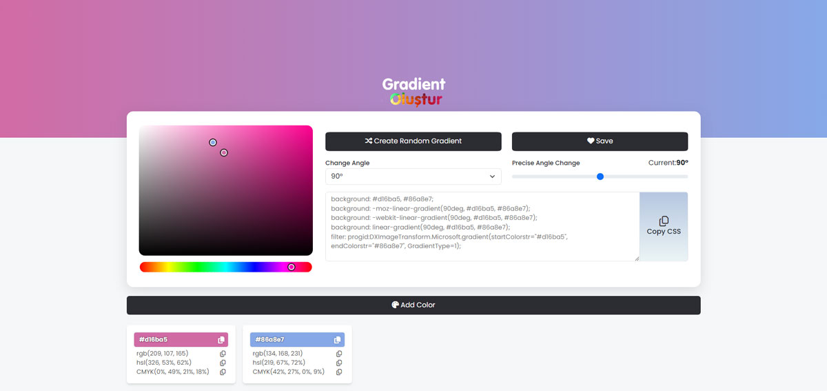 CSS Gradient Oluşturucu