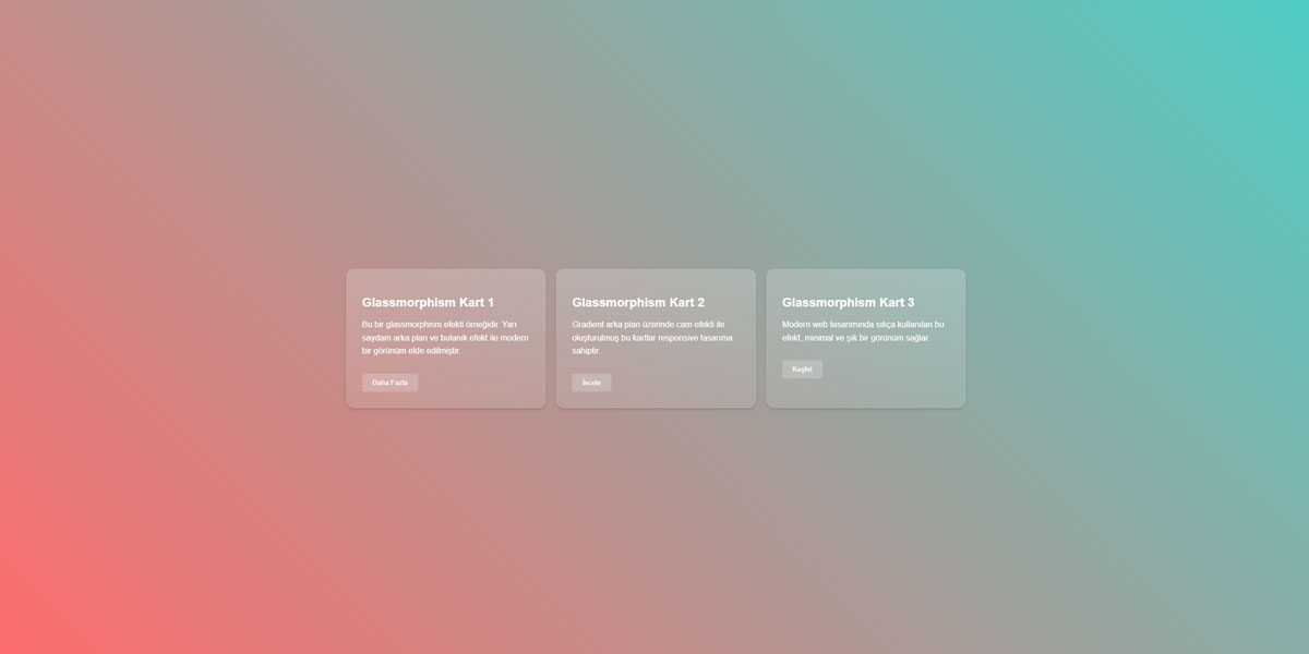 Glassmorphism Gradientin Web Sitelerinde Kullanım Örneği